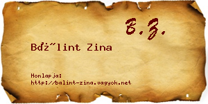 Bálint Zina névjegykártya