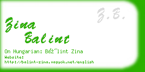 zina balint business card